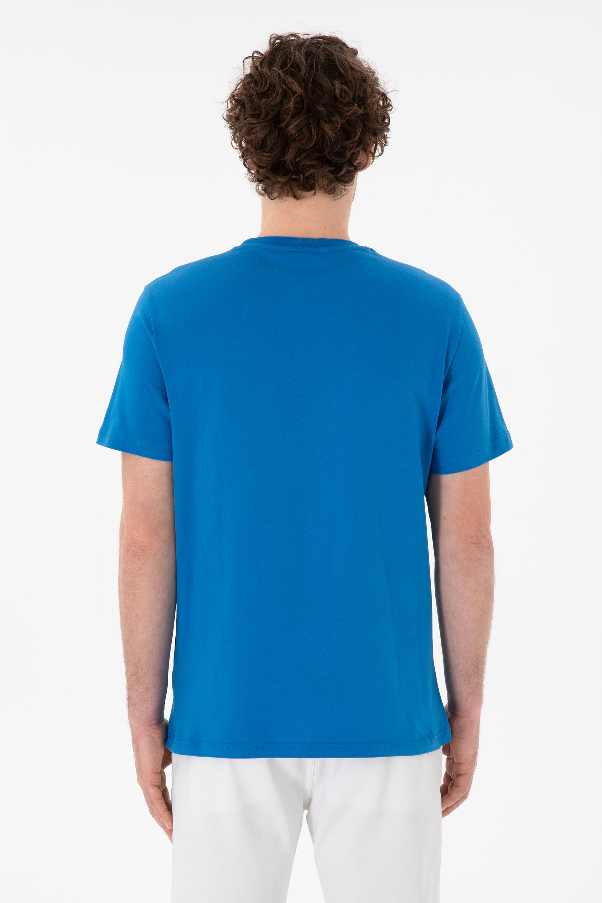Men's Regular Fit Crew Neck Cobalt Blue Basic T-Shirt