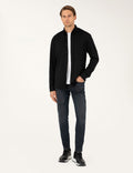 Black Slim Fit Knitted Shirt
