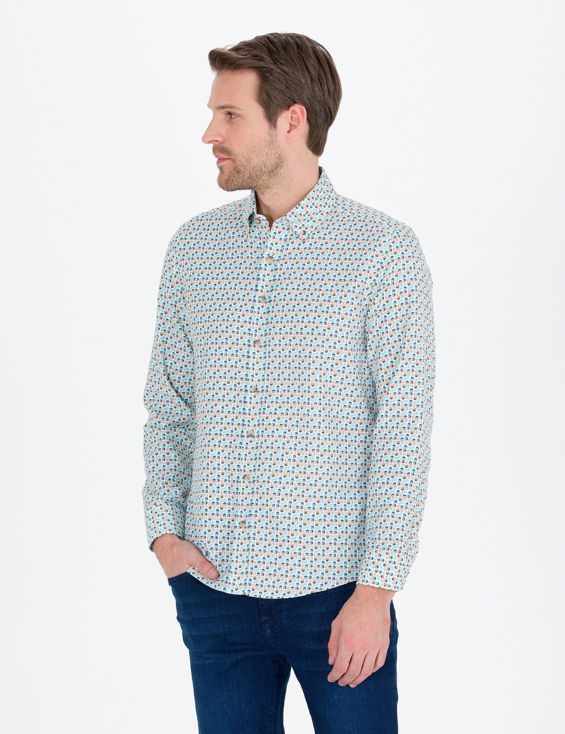 Aqua Slim Fit Long Sleeve Shirt