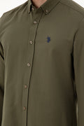 Men's Khaki Long Sleeve Basic Shirt