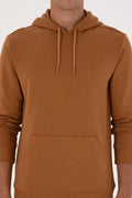Erkek Regular Fit Kapişonlu Camel Basic Sweatshirt