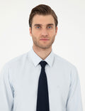 Light Blue Slim Fit Long Sleeve Basic Shirt