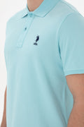 Men's Slim Fit Polo Neck Aqua Basic T-Shirt