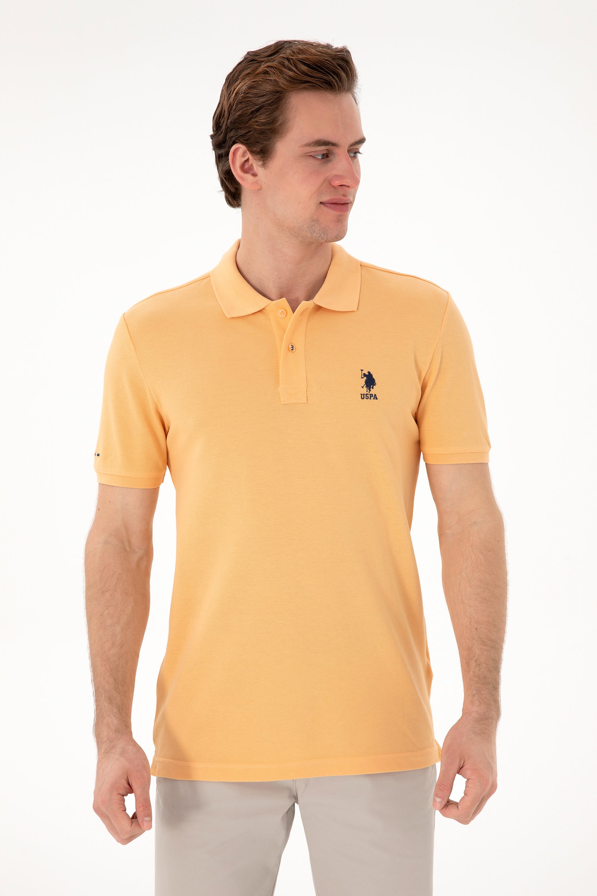 Men's Slim Fit Polo Neck Melon Basic T-Shirt