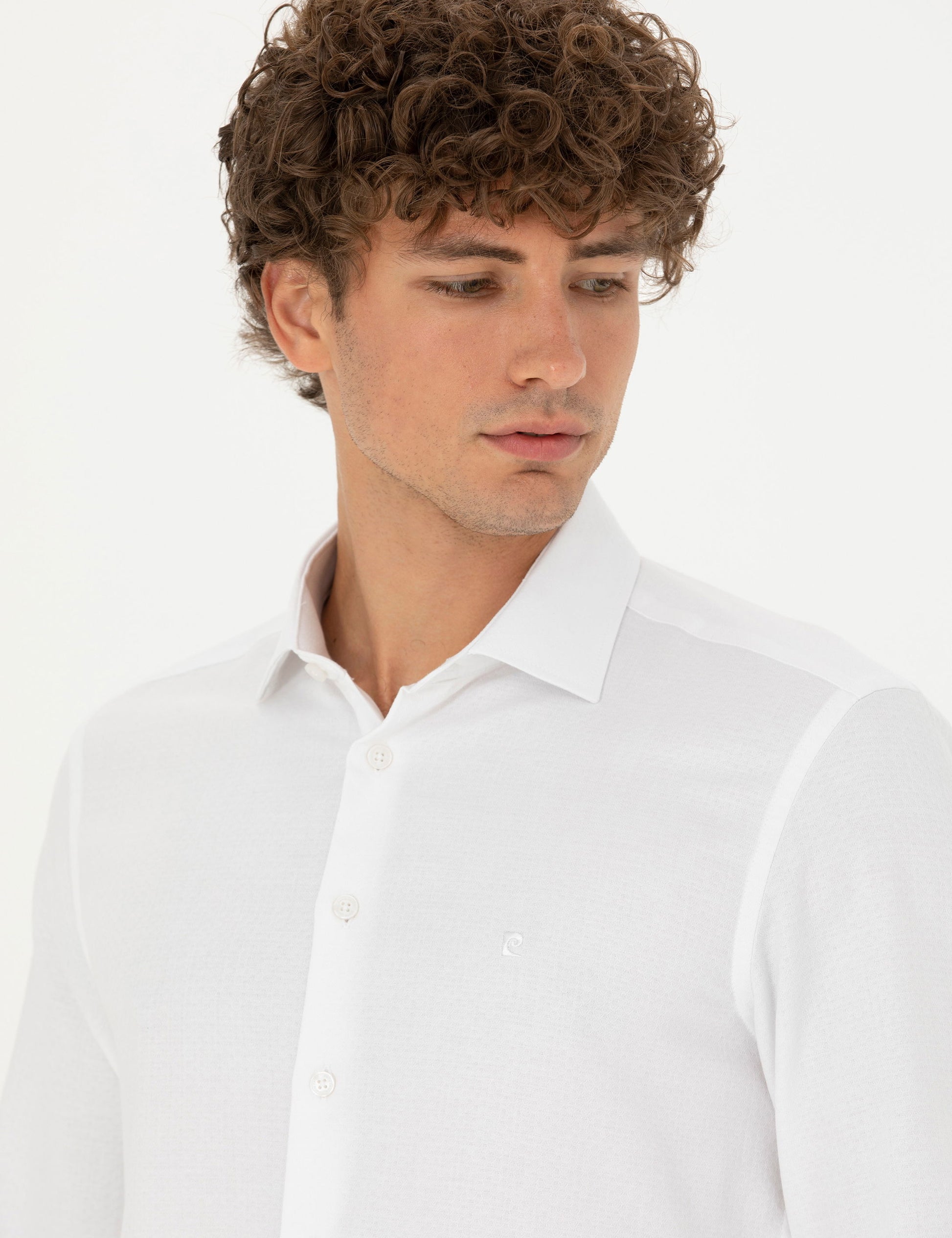 White Slim Fit Long Sleeve Shirt