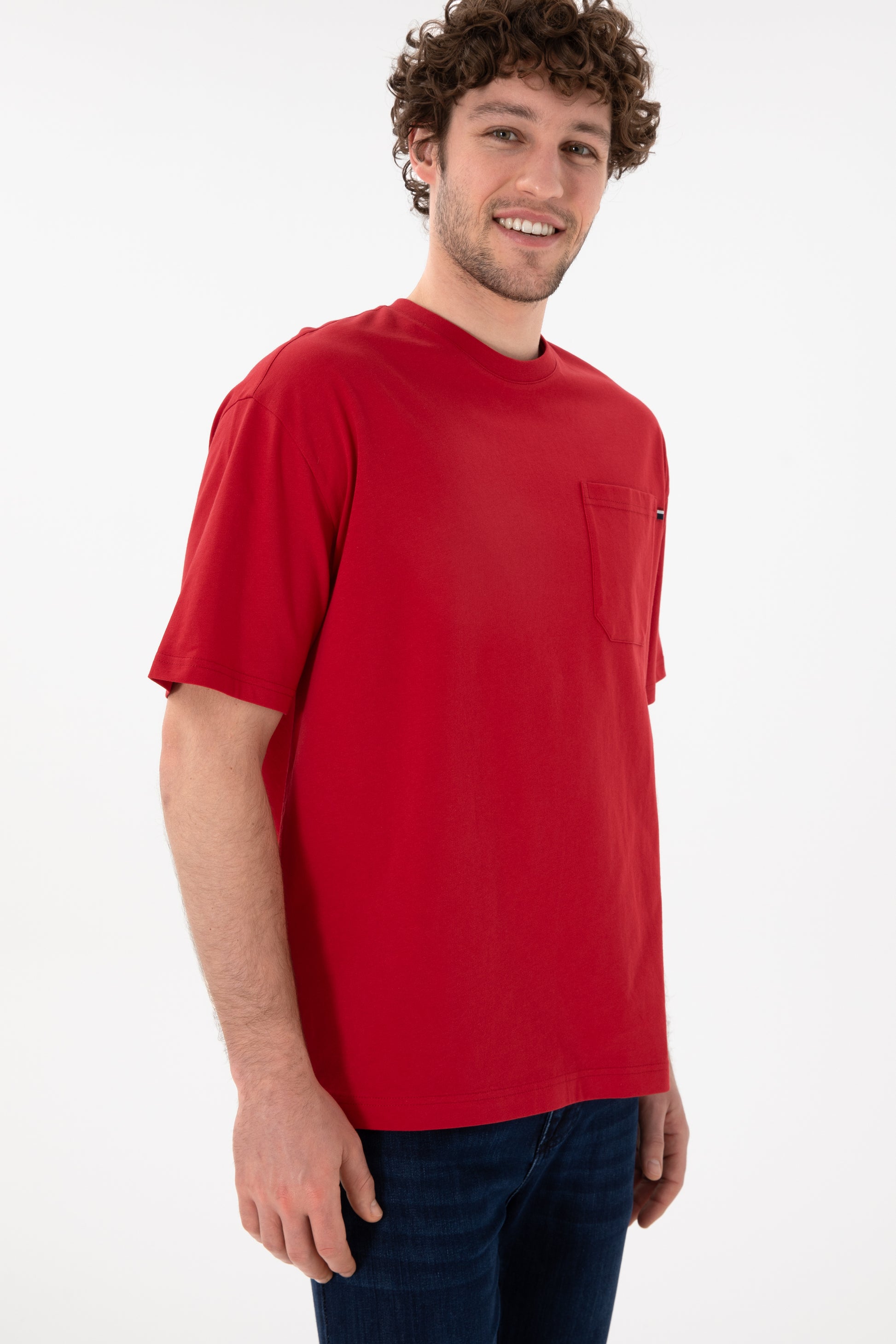Men's Comfort Fit Crew Neck Red T-Shirt