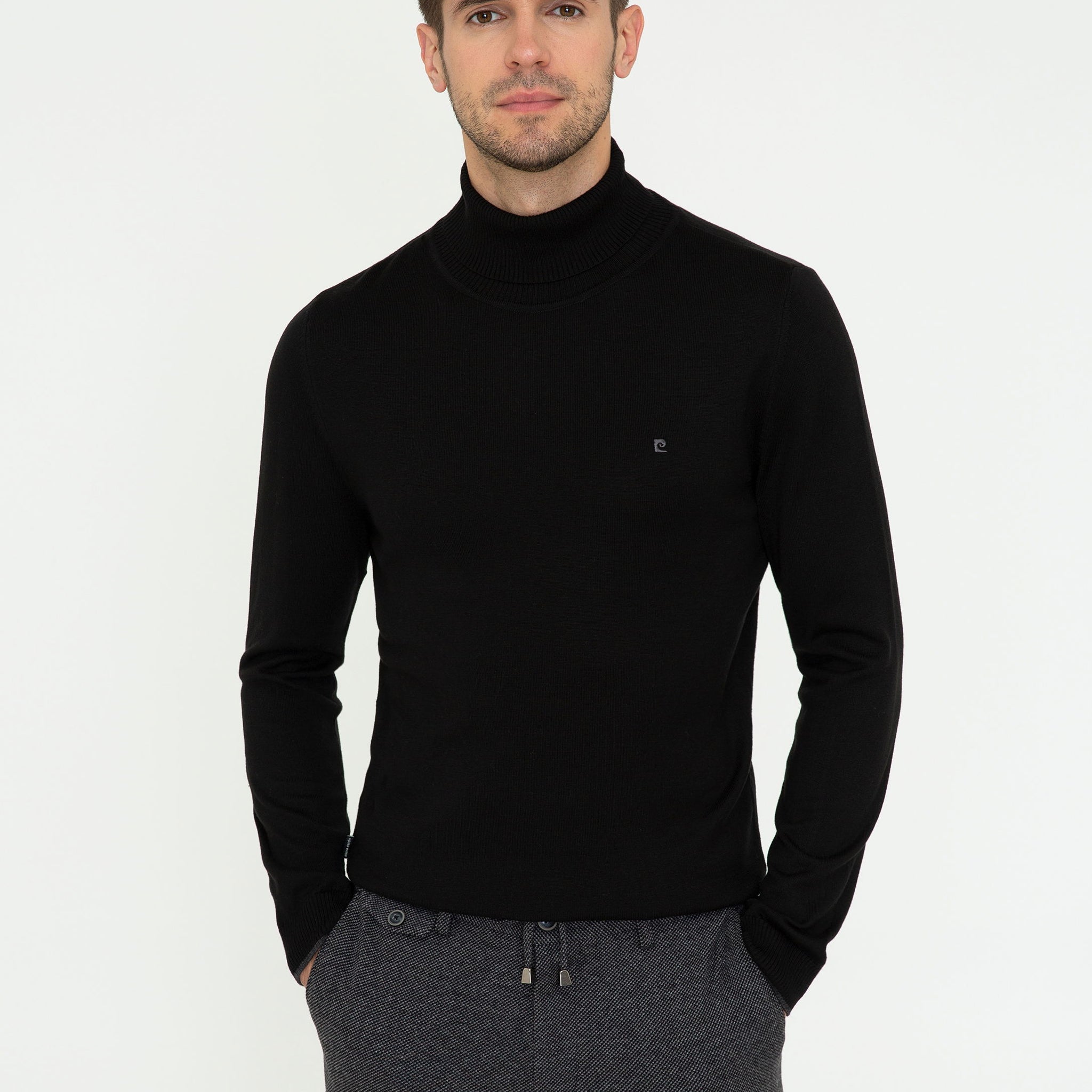 Black Slim Fit Turtleneck Basic Knitwear Sweater