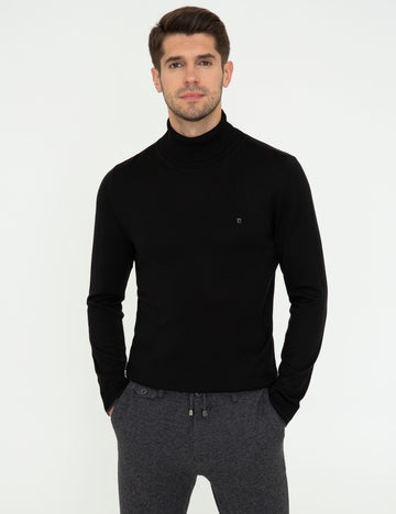 Black Slim Fit Turtleneck Basic Knitwear Sweater