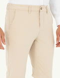 Beige Slim Fit Canvas Striped Pants