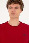 Men's Regular Fit Crew Neck Burgundy T-Shirt