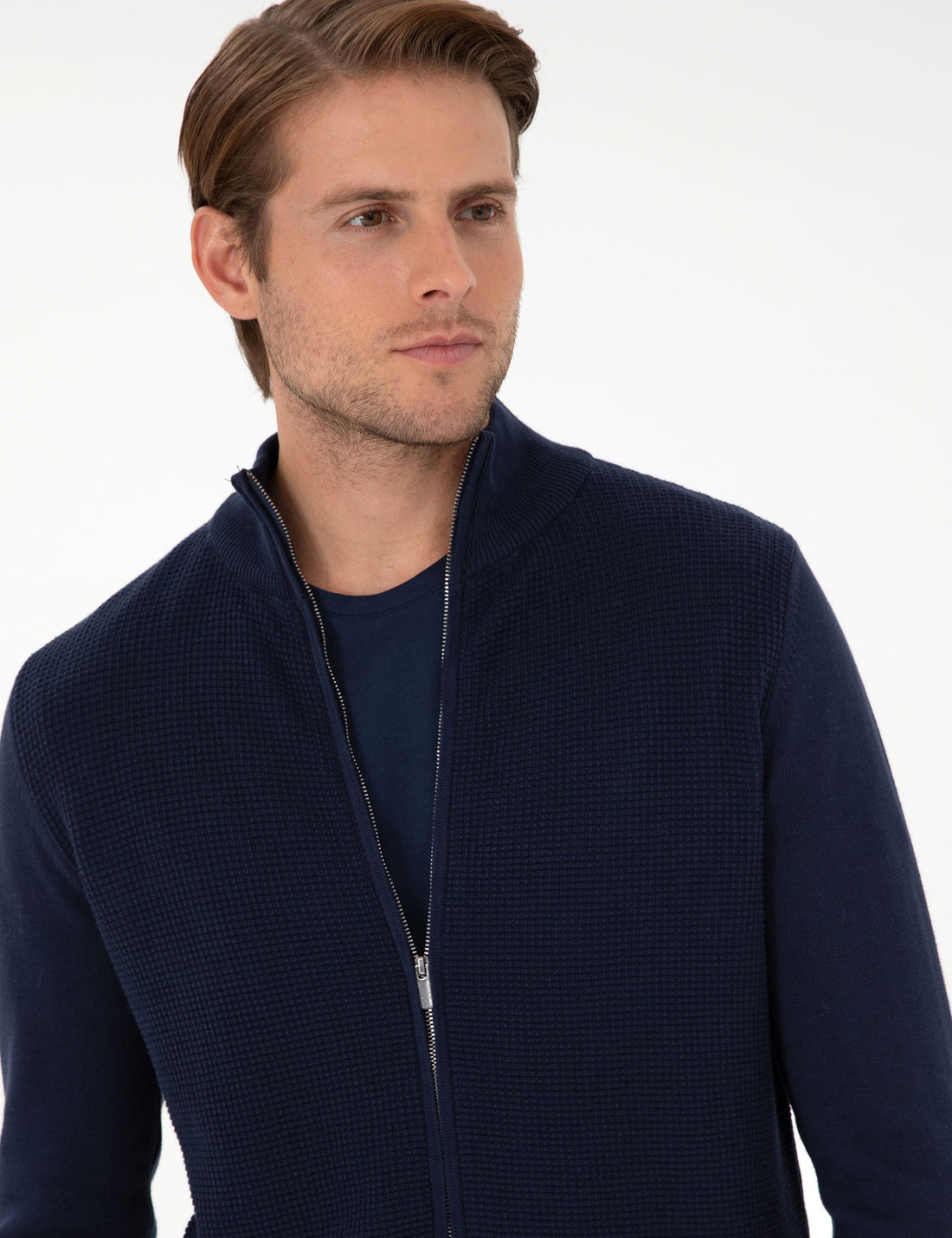 Navy Blue Slim Fit Knitwear Cardigan