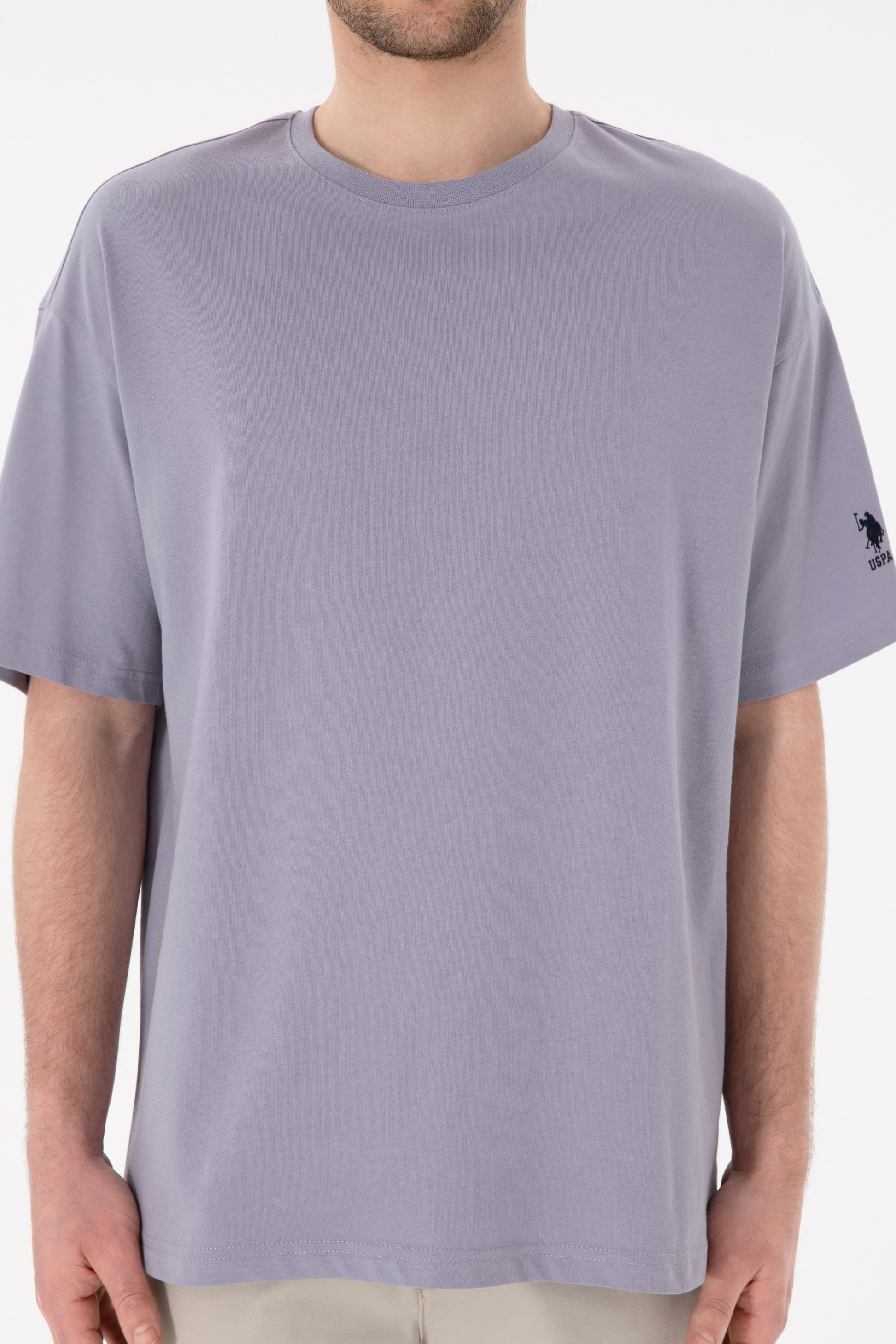 Men's Oversize Fit Crew Neck Grey T-Shirt