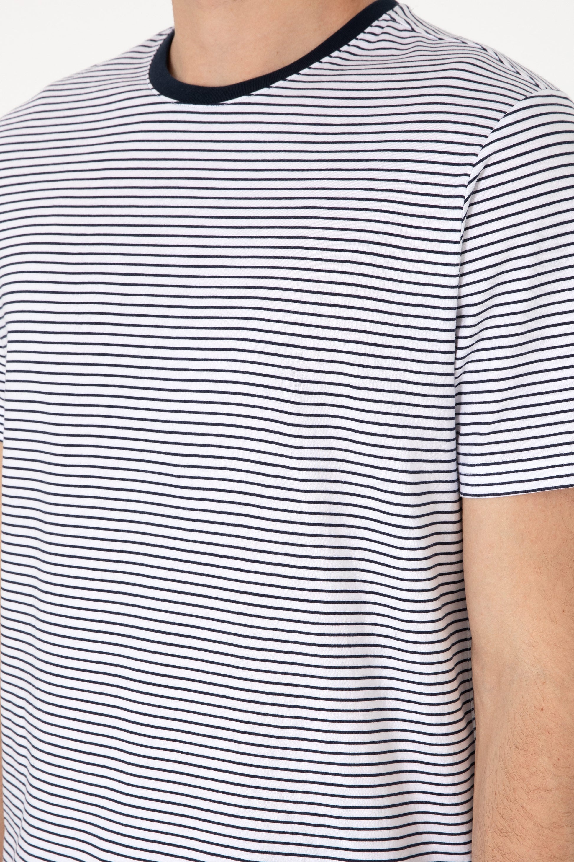 Men's Regular Fit Crew Neck Navy Striped T-Shirt