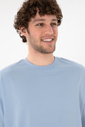 Men's Oversize Fit Crew Neck Light Blue T-Shirt