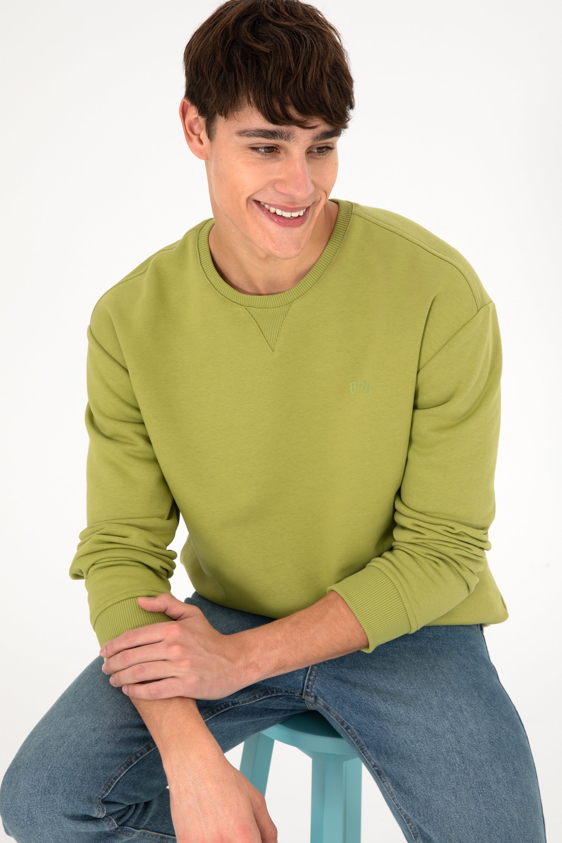 Men's Peanut Green Basic Sweatshirt