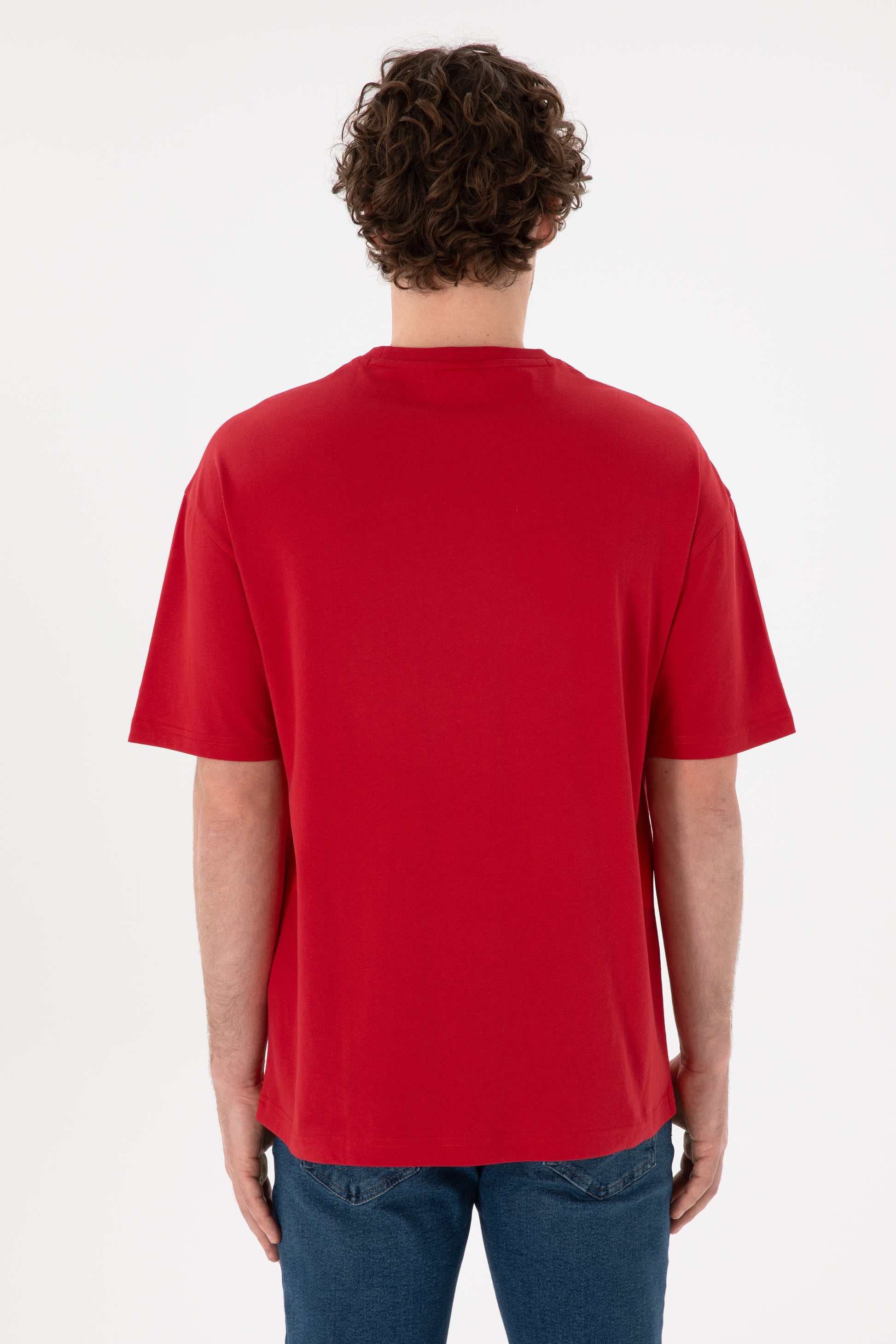 Men's Comfort Fit Crew Neck Red T-Shirt