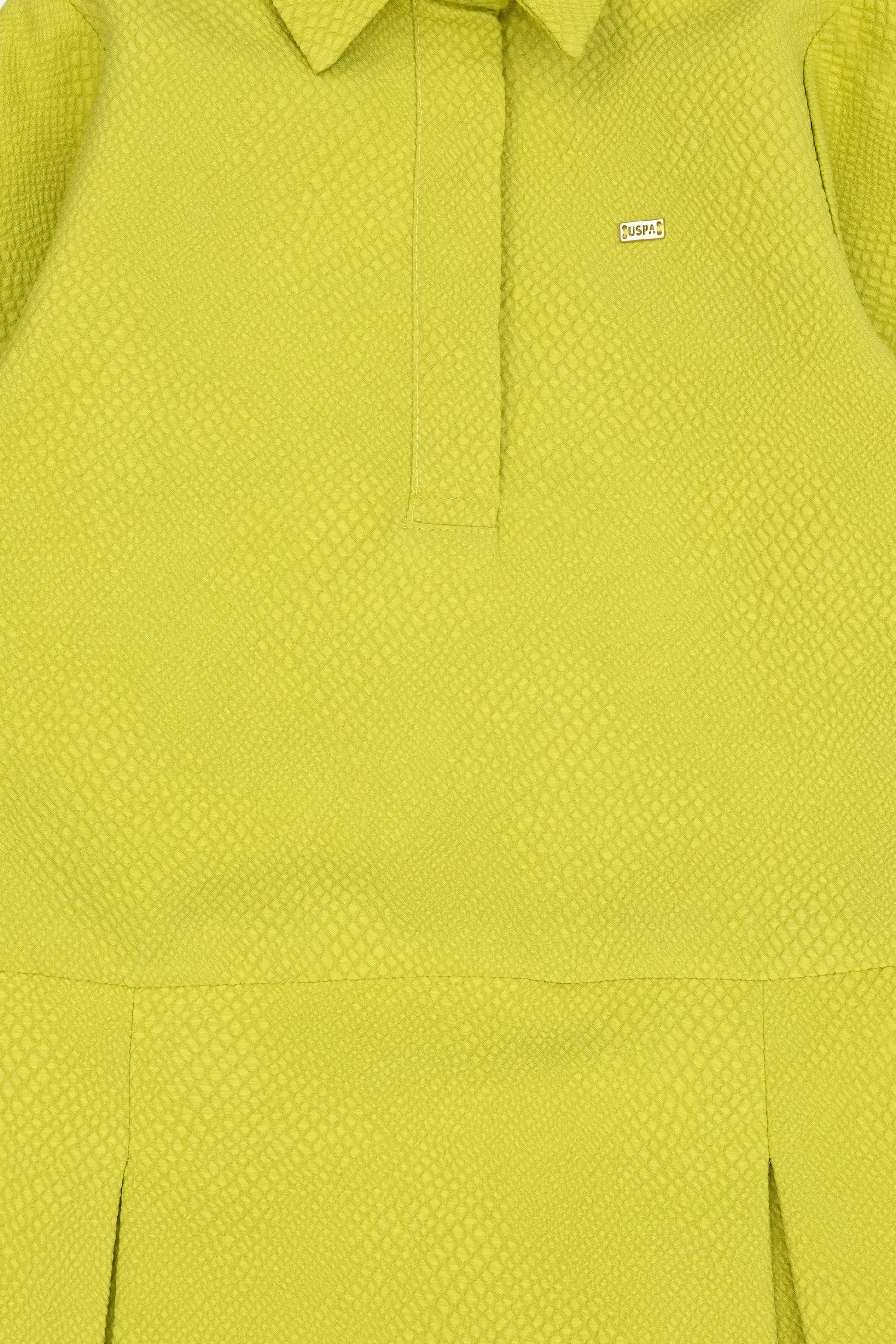 Girl's Peanut Green Woven Dress