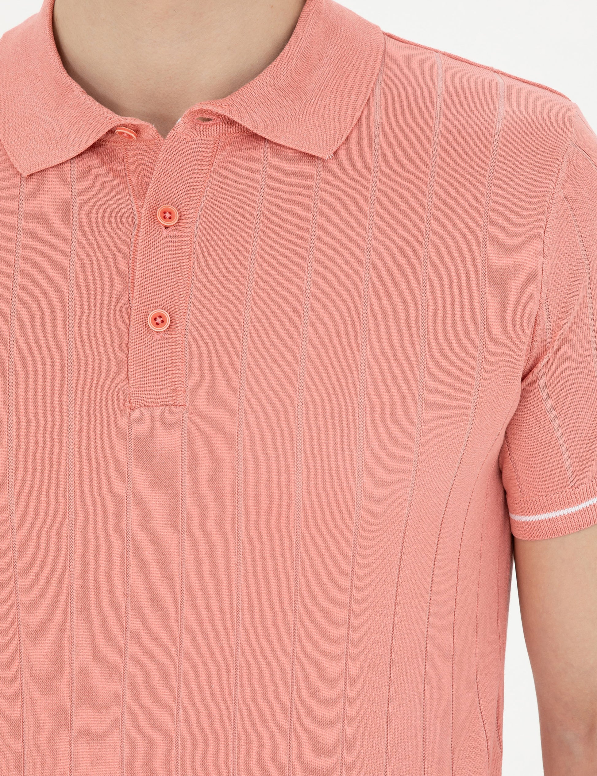 Red Slim Fit Buttoned Polo Neck Knitwear T-Shirt
