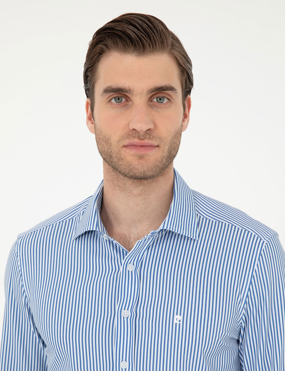 Blue Striped Ex. Slim Fit Long Sleeve Shirt