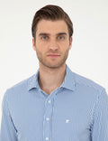 Blue Striped Ex. Slim Fit Long Sleeve Shirt