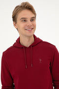 Erkek Regular Fit Kapişonlu Bordo Basic Sweatshirt