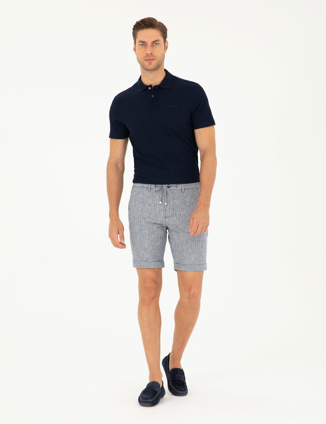 Light Navy Slim Fit Woven Shorts
