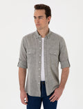 Khaki Regular Fit Long Sleeve Shirt