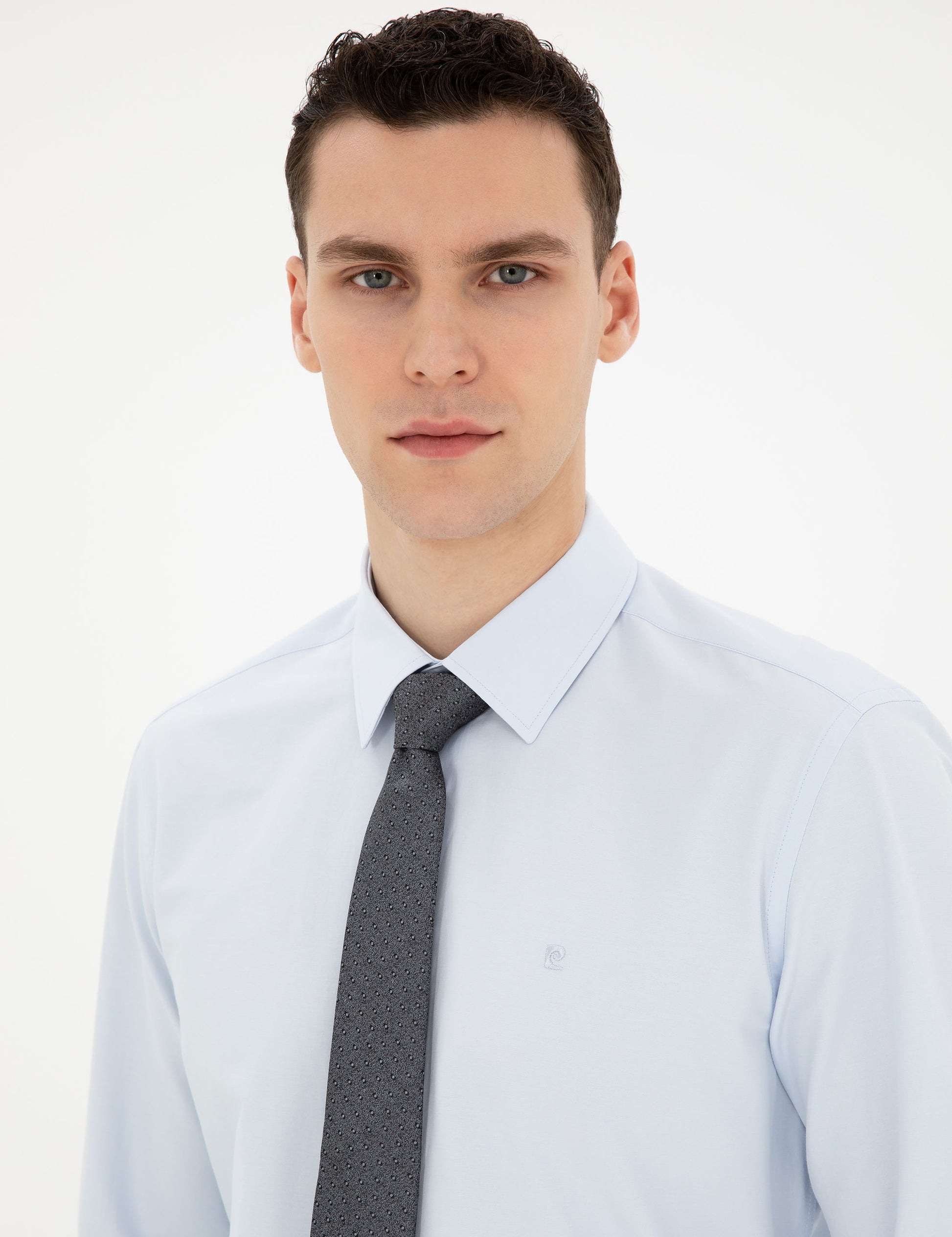 Light Blue Slim Fit Long Sleeve Basic Shirt