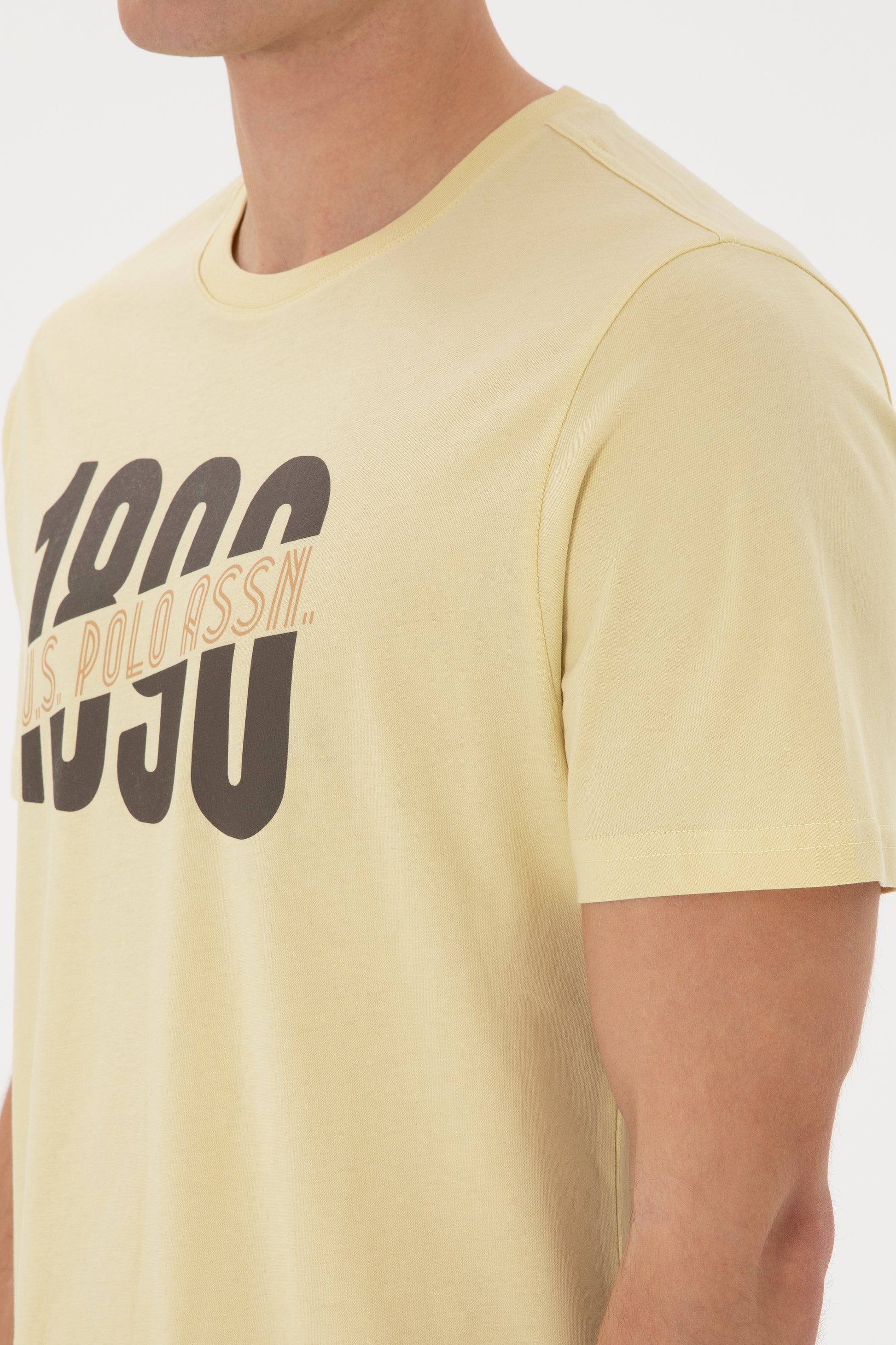 Men's Regular Fit Crew Neck Light Khaki T-Shirt