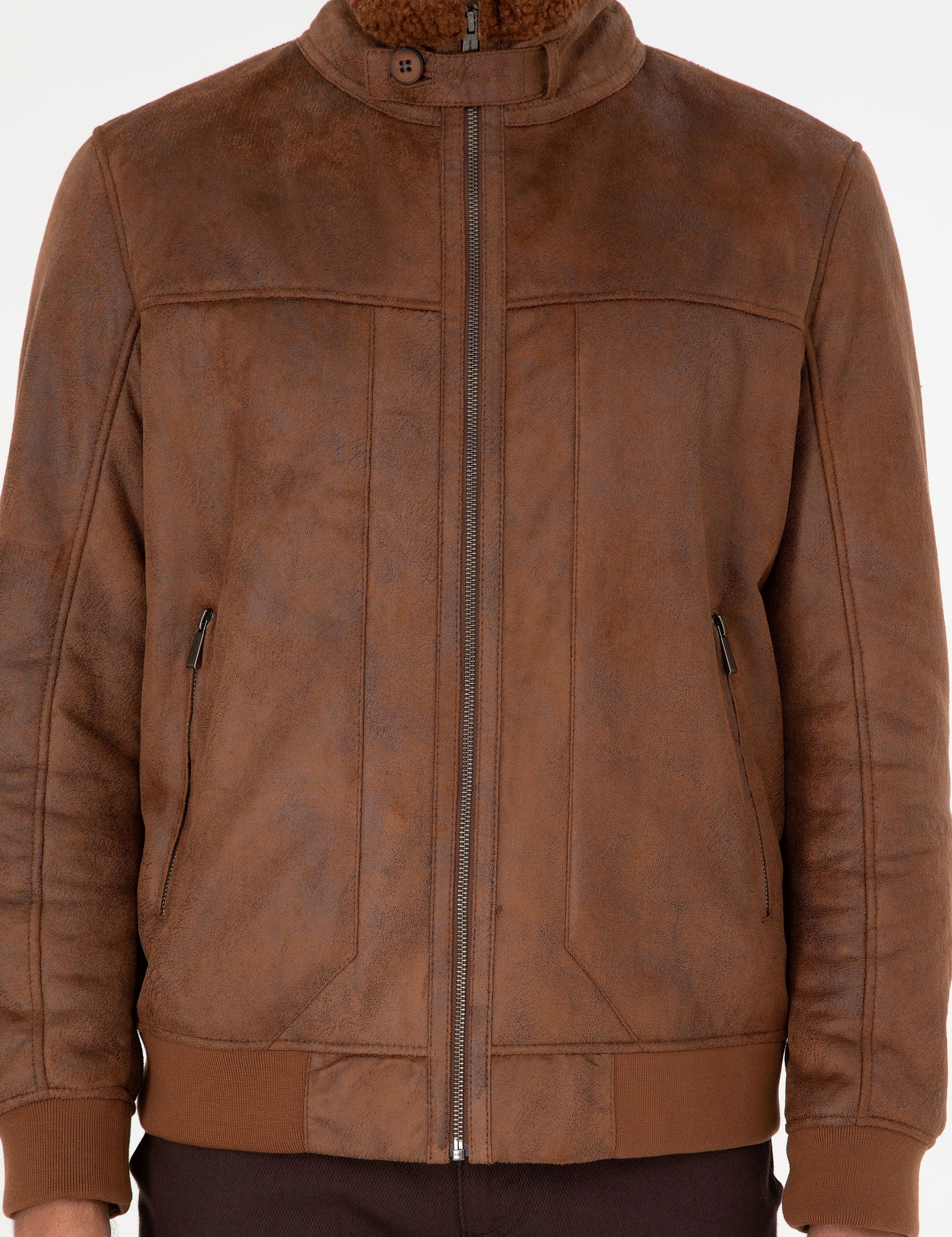 Taba Fur Detailed Leather Jacket
