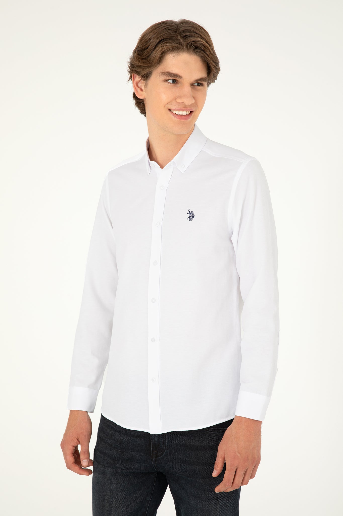 Men's White Long Sleeve Basic Shirt