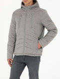 Grey Hooded Padded Sport Coat