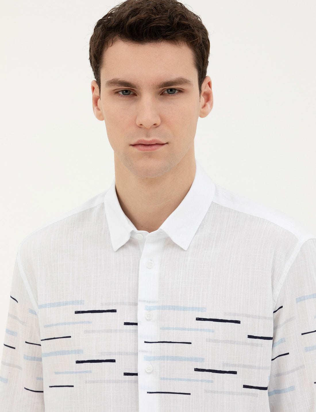 Navy Blue Slim Fit Long Sleeve Shirt