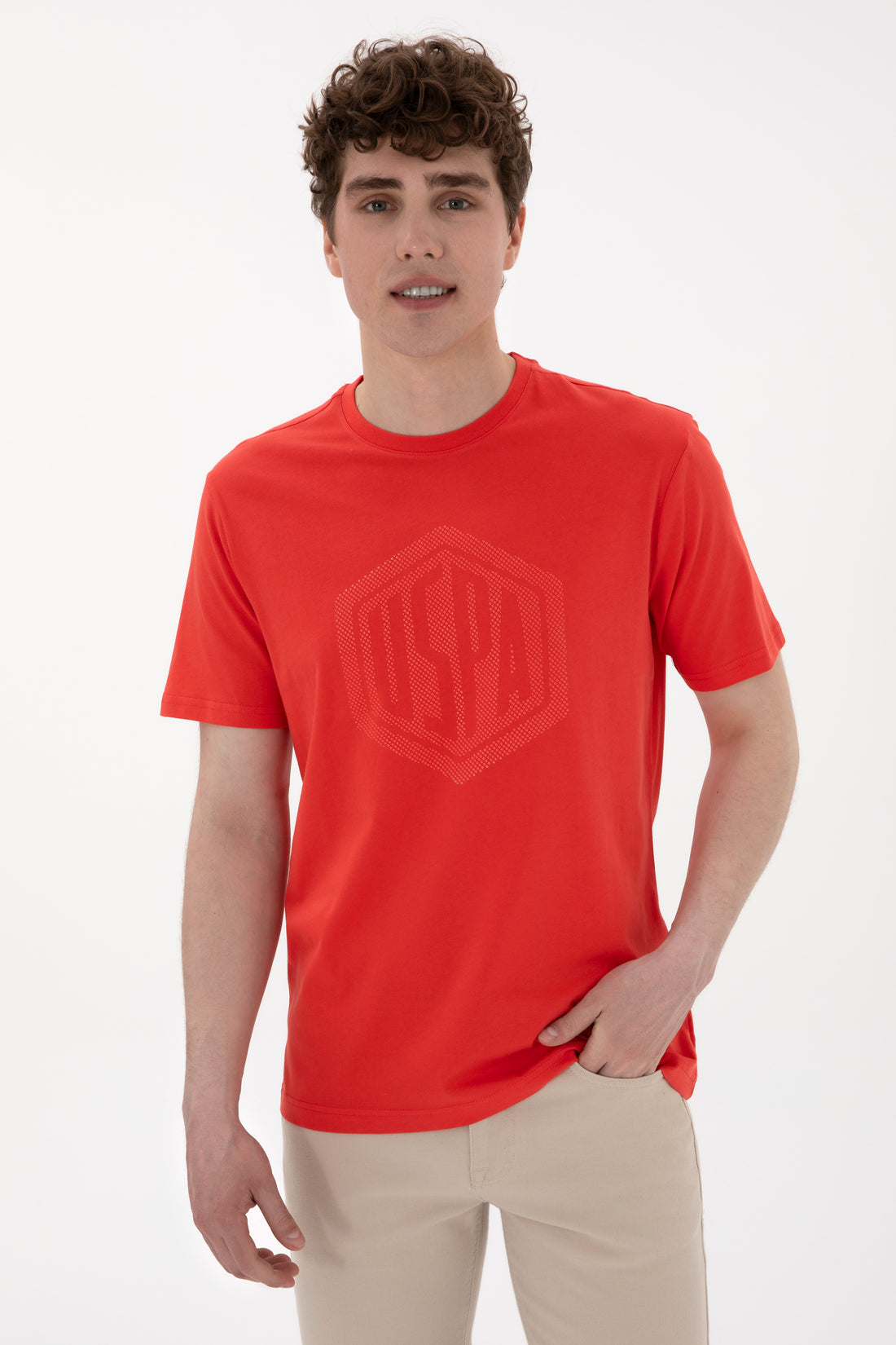 Men's Regular Fit Crew Neck Red T-Shirt