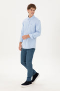 Men's Light Blue Long Sleeve Shirt
