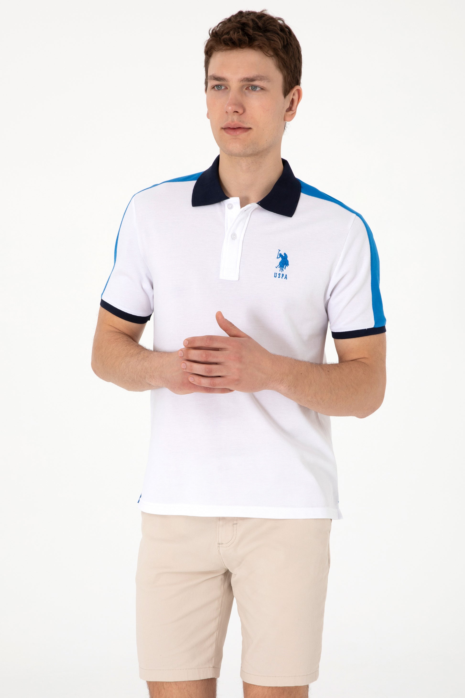 Men's Regular Fit Polo Neck White T-Shirt