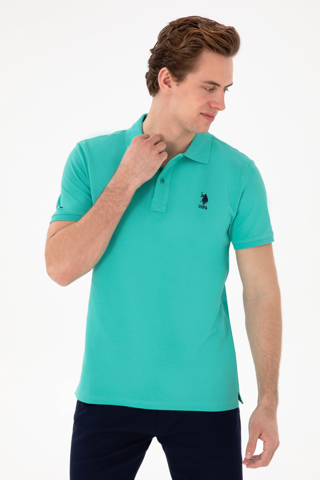 Men's Slim Fit Polo Neck Mint Basic T-Shirt