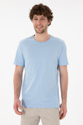 Men's Regular Fit Crew Neck Blue Basic T-Shirt