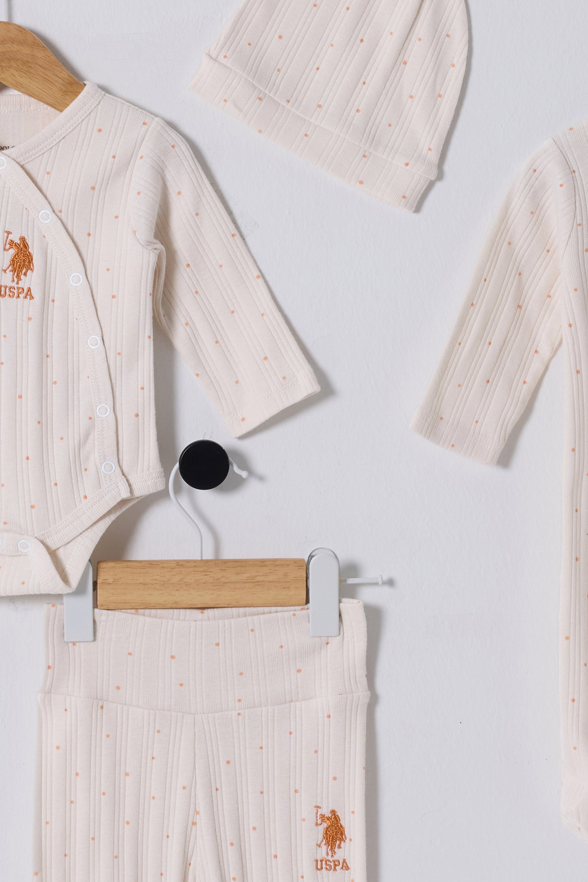 Baby Girl Ecru Polka Dot 4-Piece Zipper Set