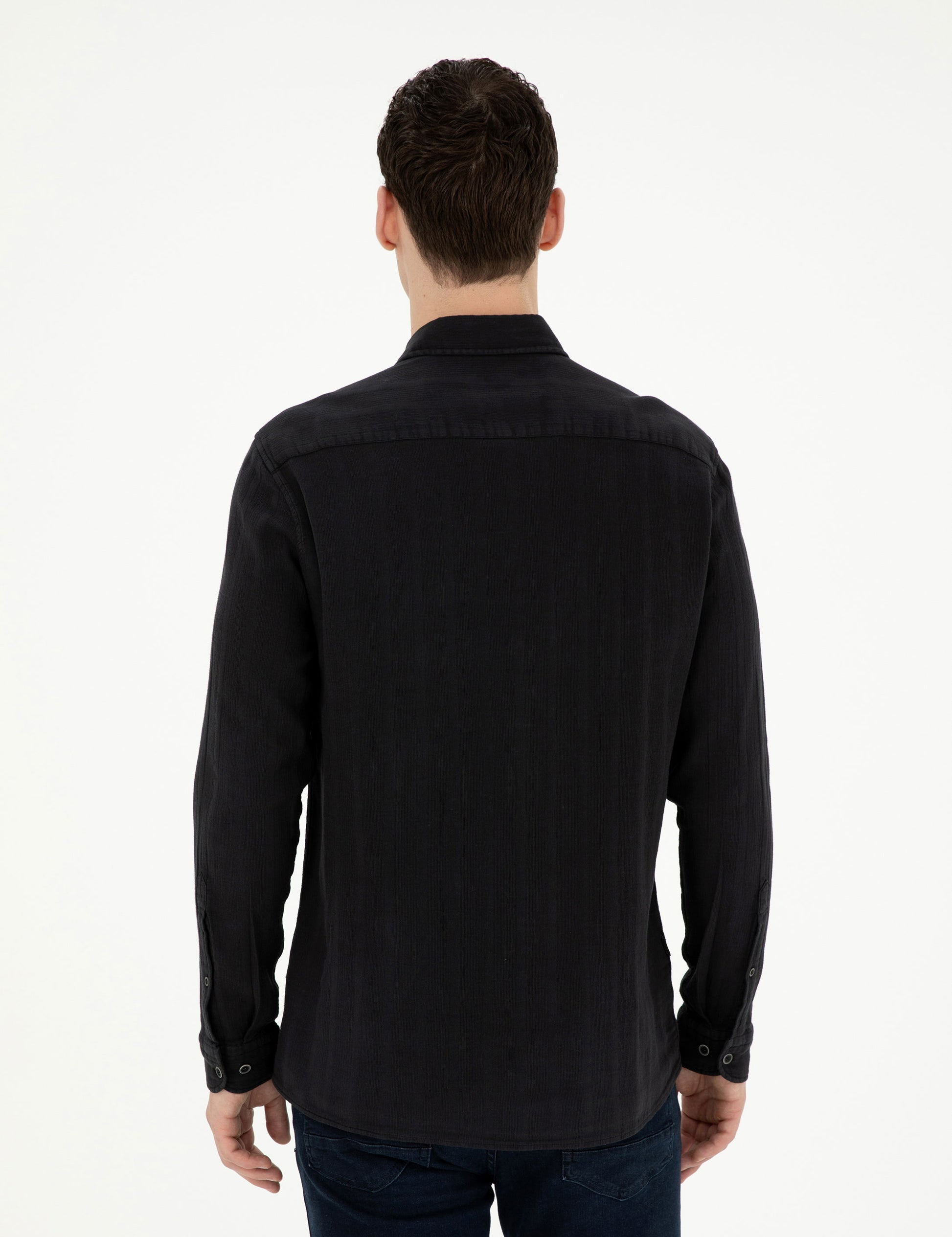 Black Regular Fit Long Sleeve Shirt