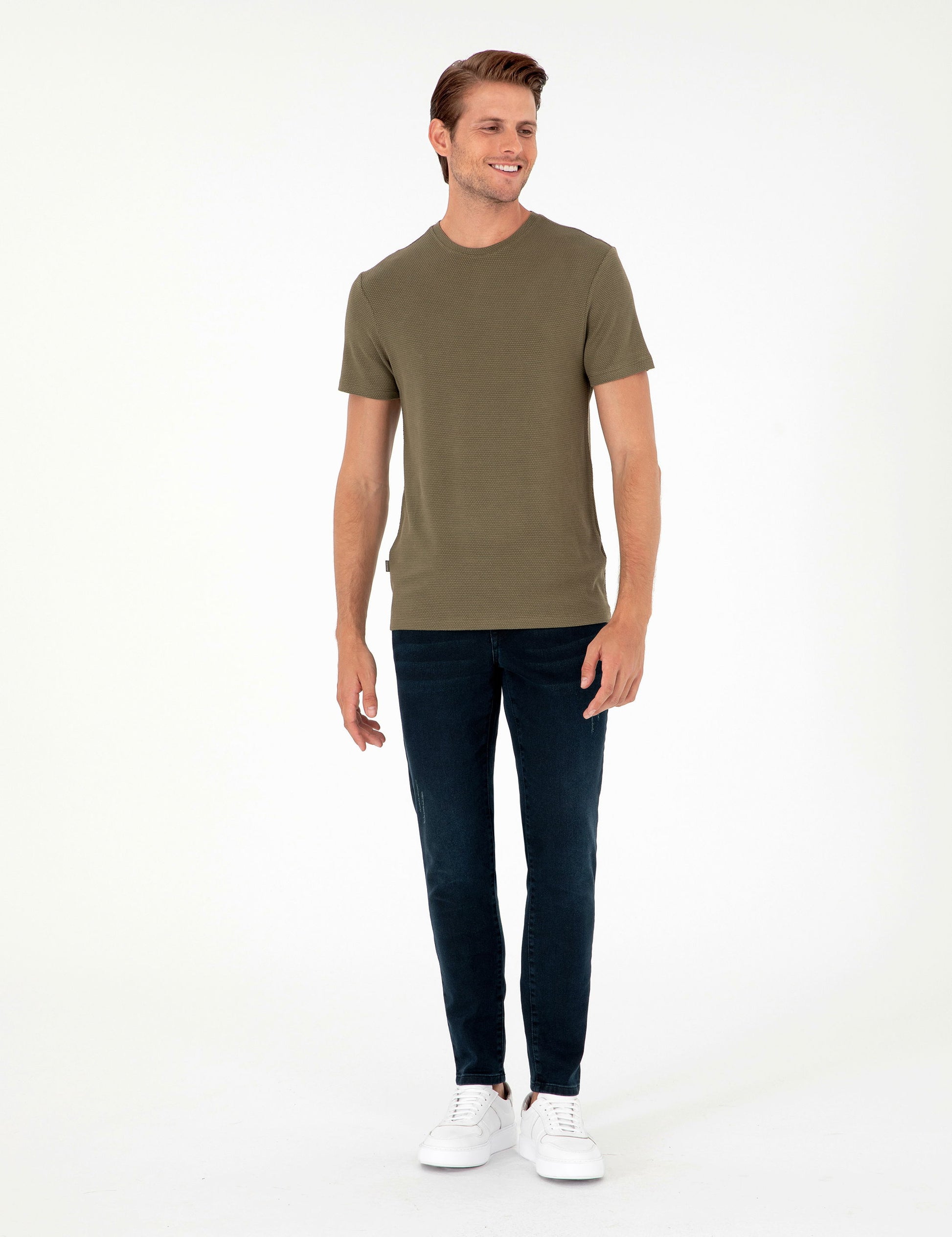 Khaki Slim Fit Basic T-Shirt