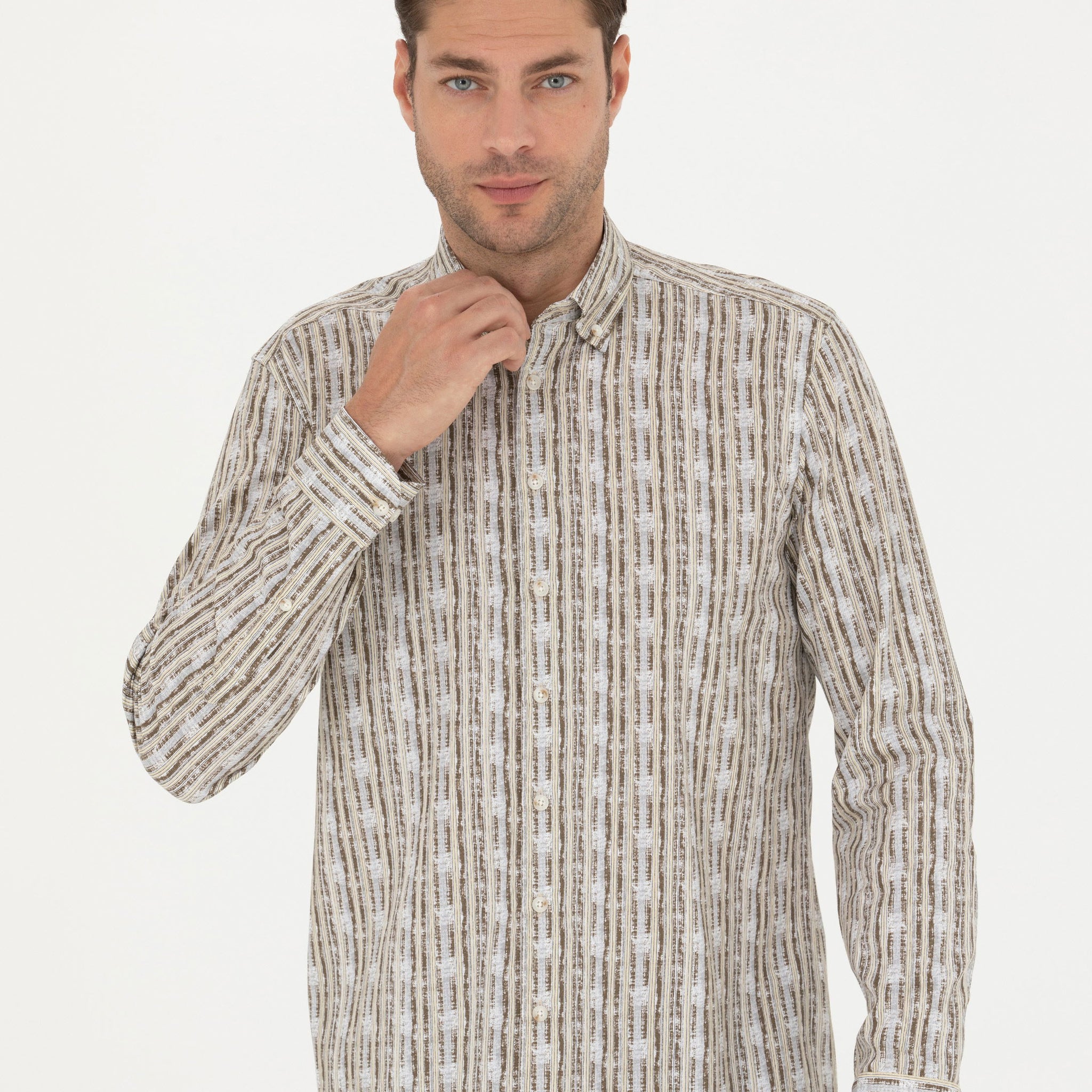 Khaki Regular Fit Long Sleeve Shirt