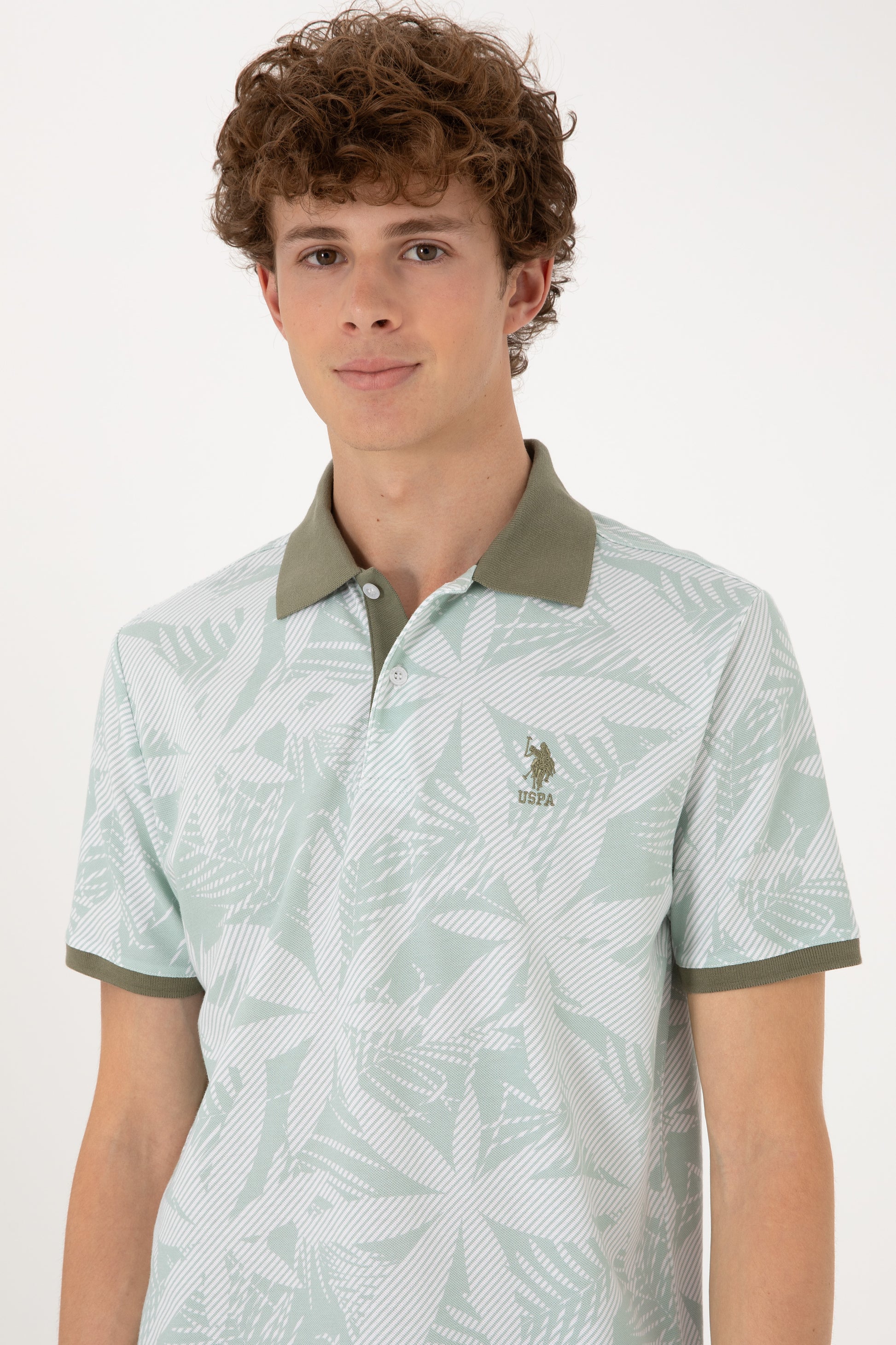 Men's Regular Fit Polo Neck Water Green T-shirt