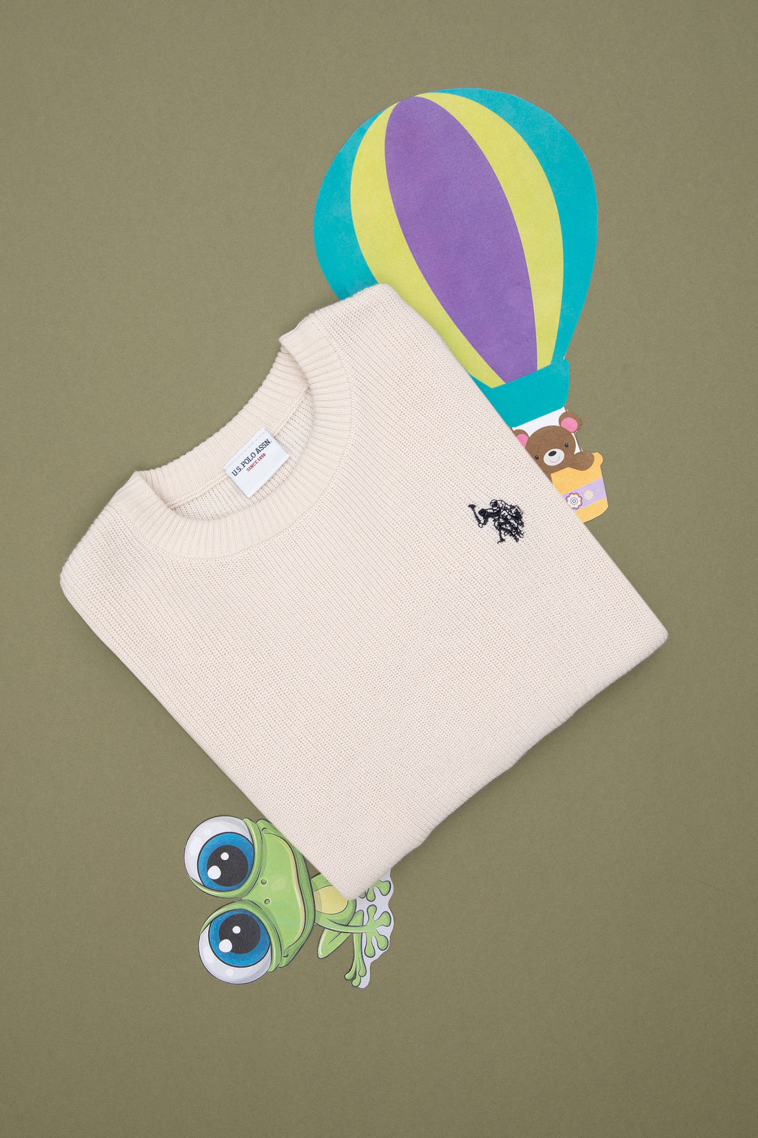 Girls' Cream Crew Neck Basic Sweater