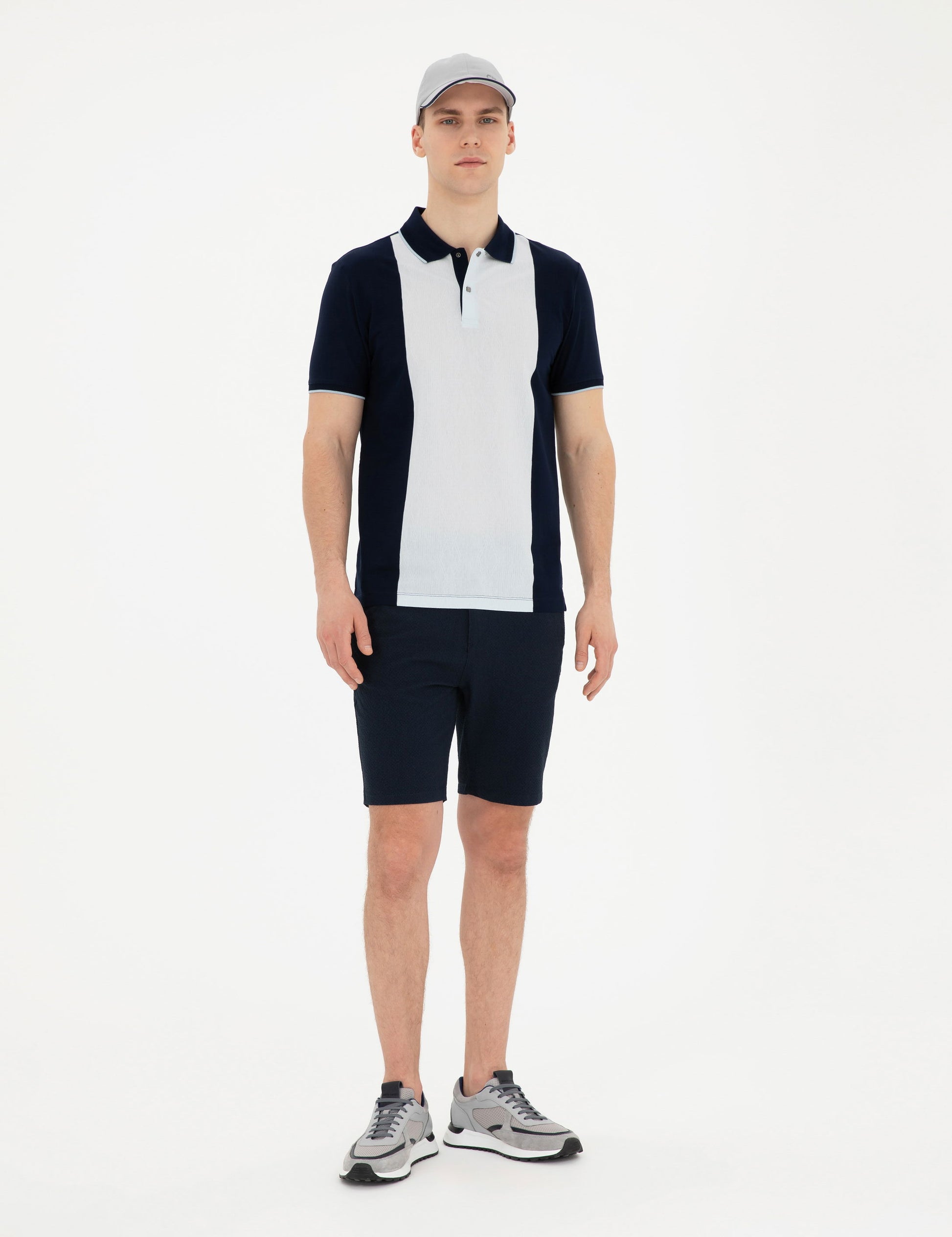 Navy Blue Slim Fit Woven Shorts