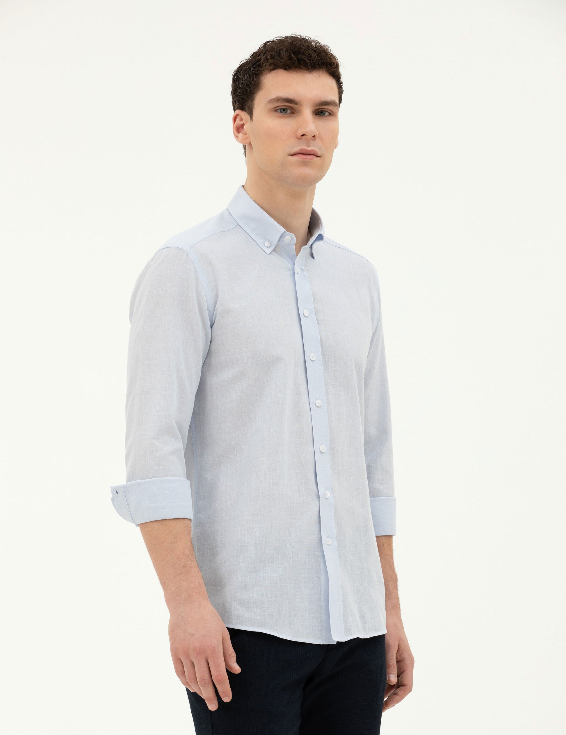 Light Blue Slim Fit Long Sleeve Shirt