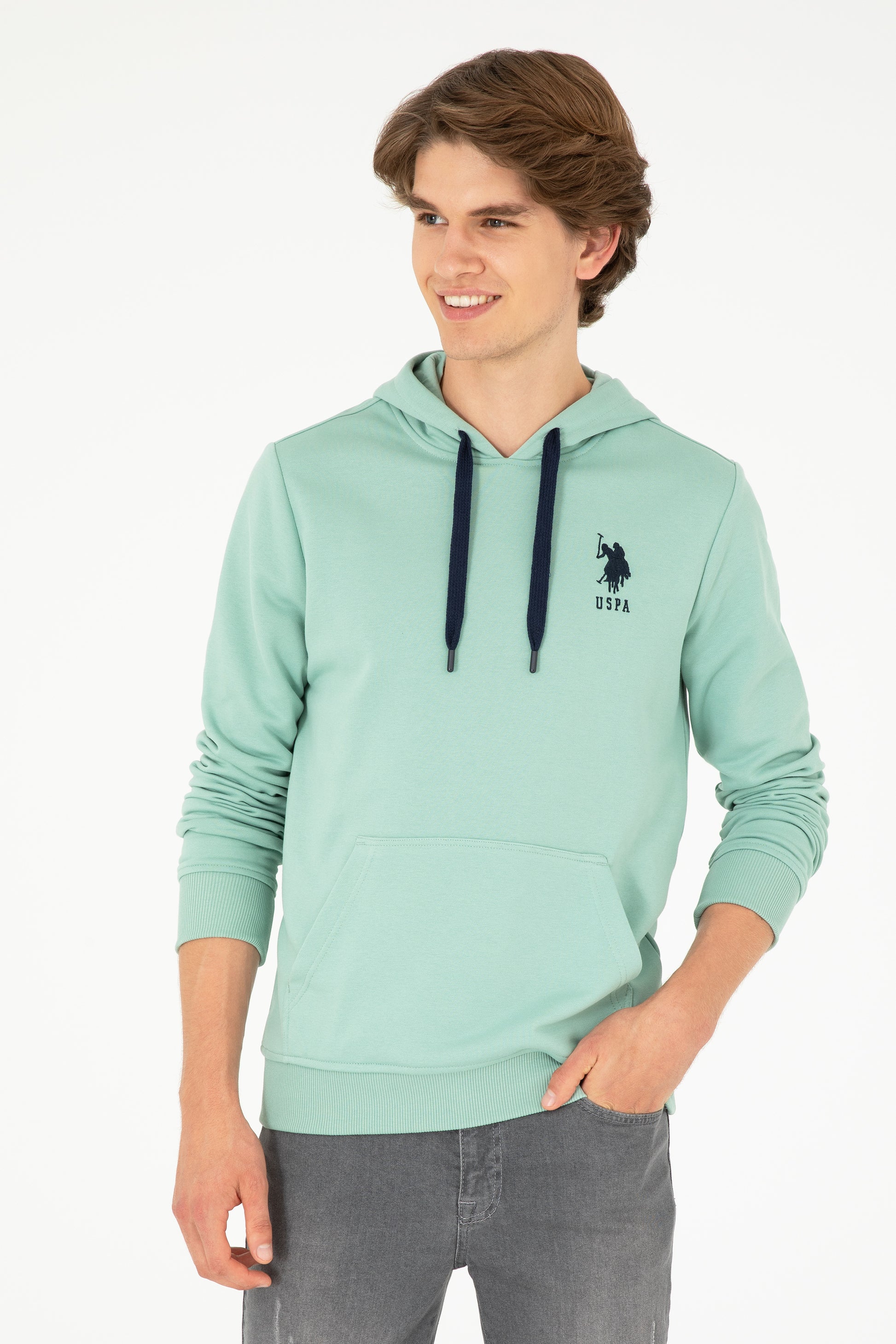 Men's Water Green Basic Sweatshirt