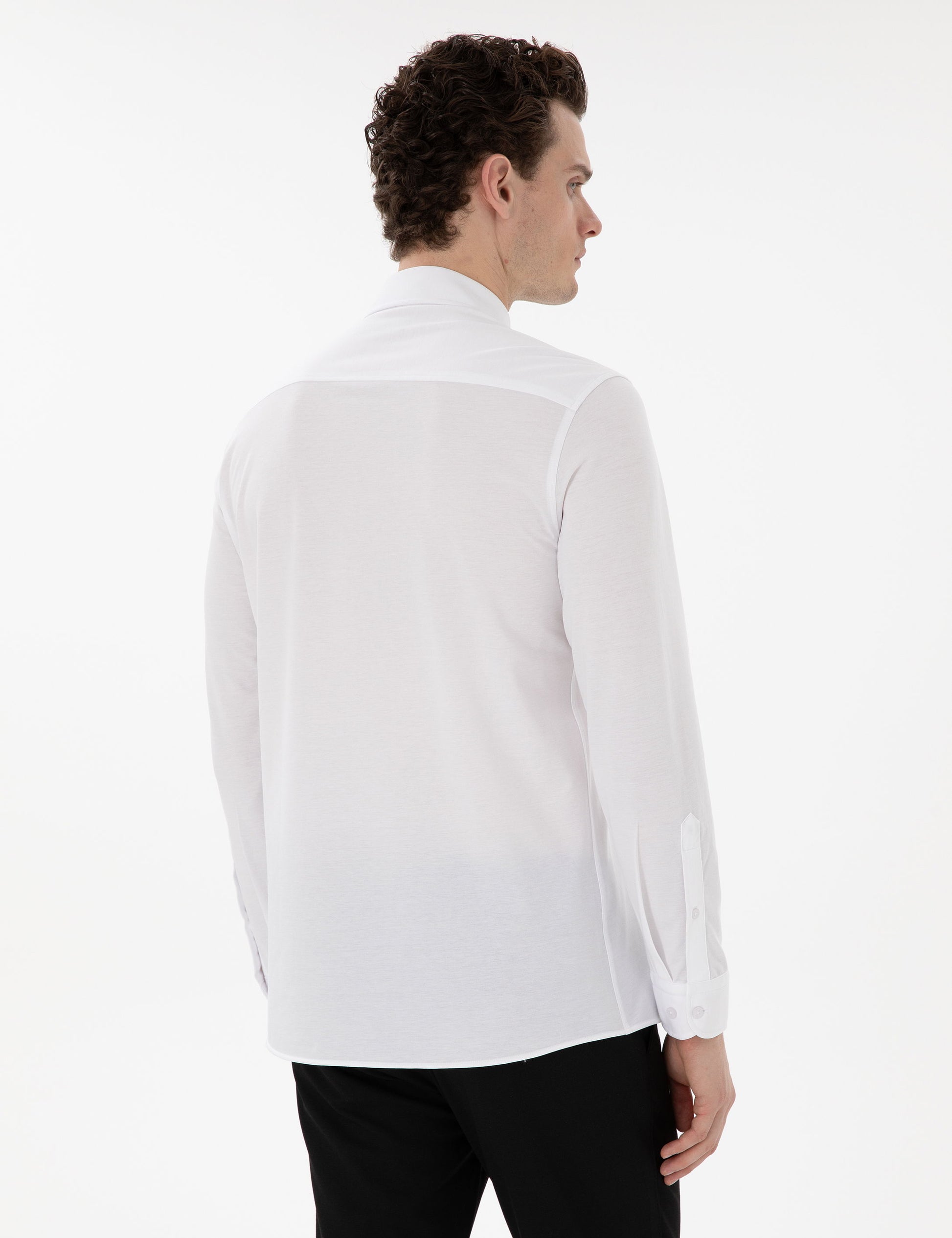 White Slim Fit Long Sleeve Shirt