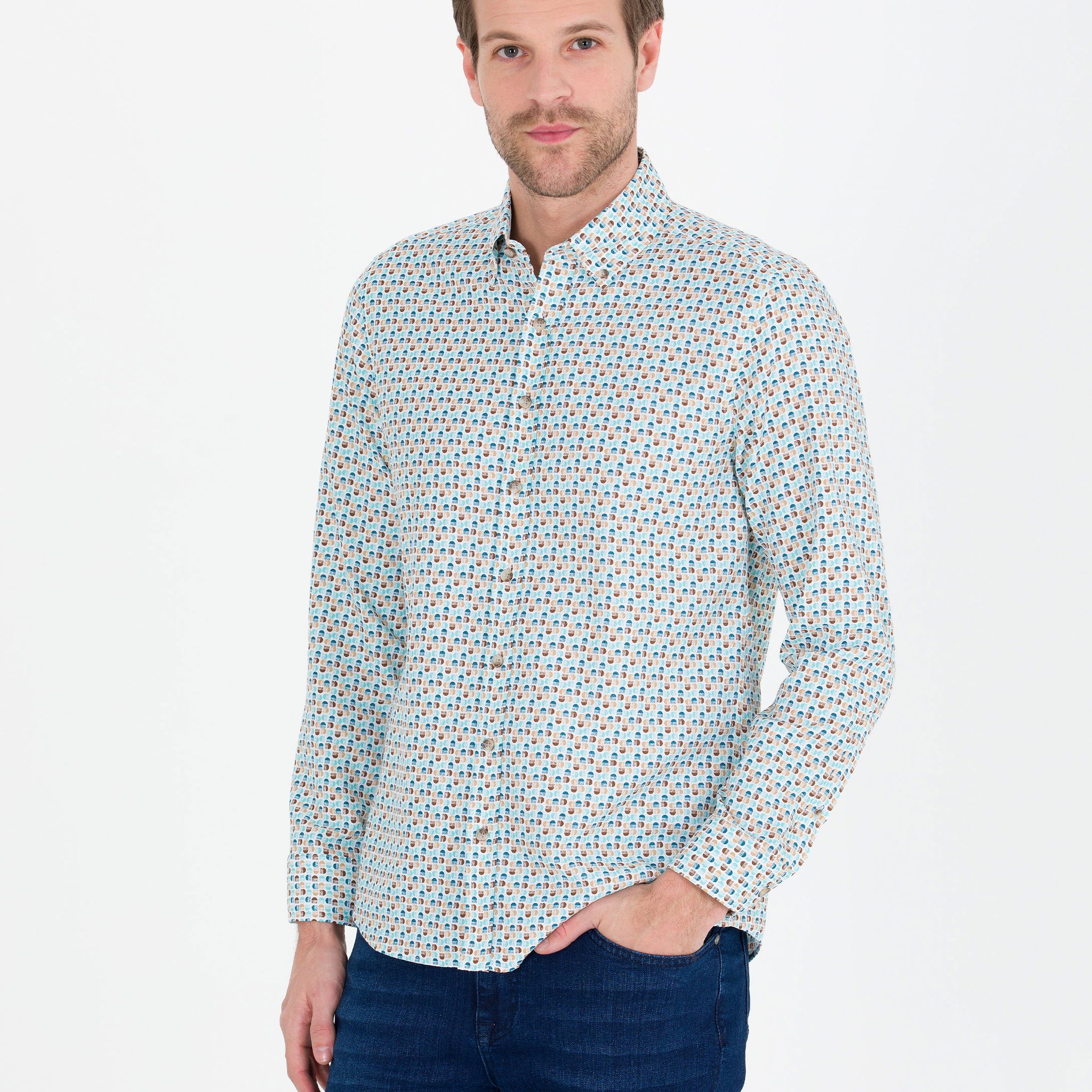 Aqua Slim Fit Long Sleeve Shirt