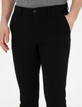 Black Slim Fit Canvas Striped Pants